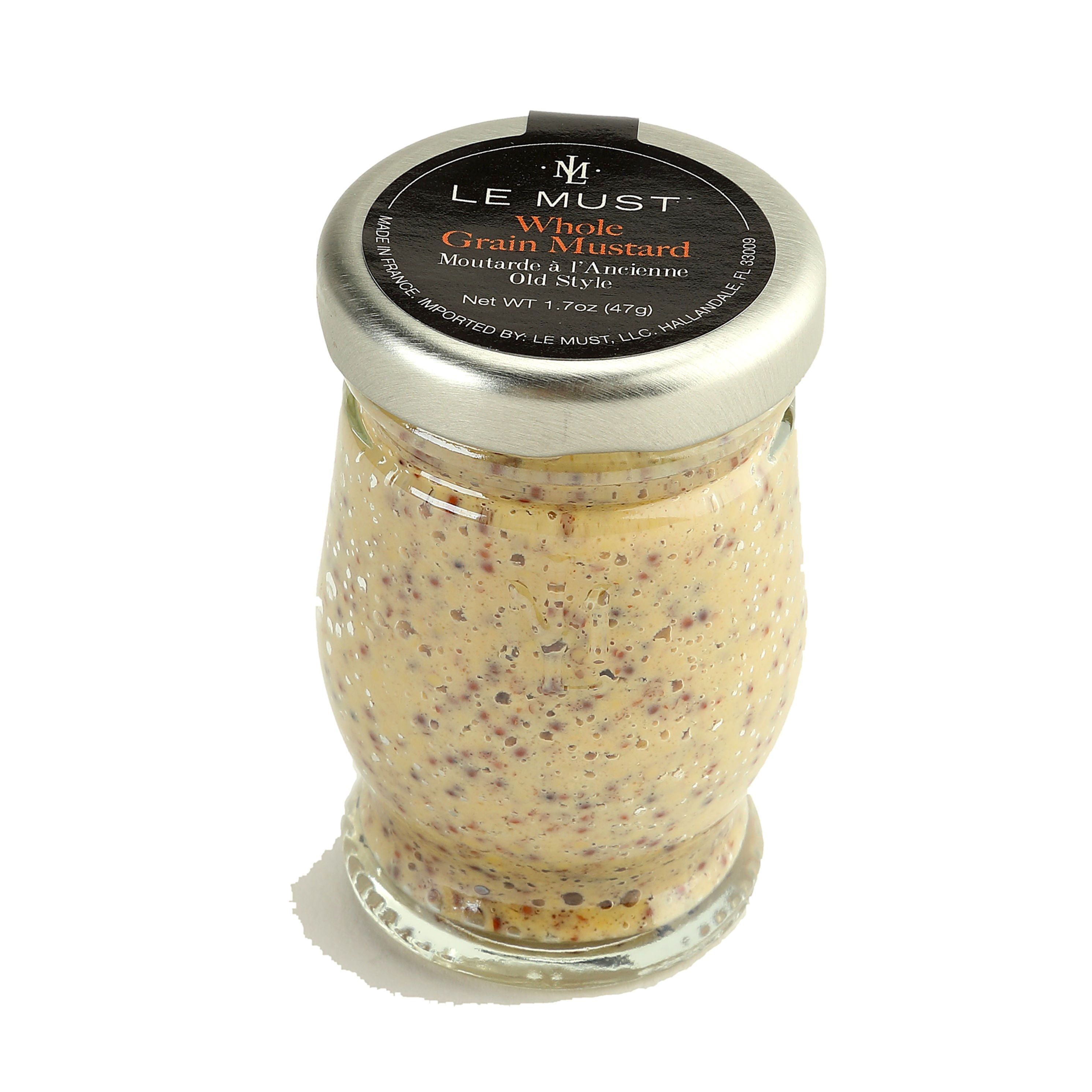 Le Must Organic Whole Grain Mustard in a single-serve glass jar, 1.7oz