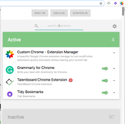 Voorbeeld Custom Chrome -Extension manager
