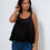 Thumbnail: Women Solid Silk Blend Black Scoop Neck Sleeveless Flared Top