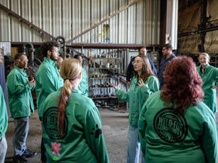 Industrial Arts Workshop (IAW) Summer Boot Camp students at EAFab Corporation's fabrication and welding shop in Pittsburgh, PA