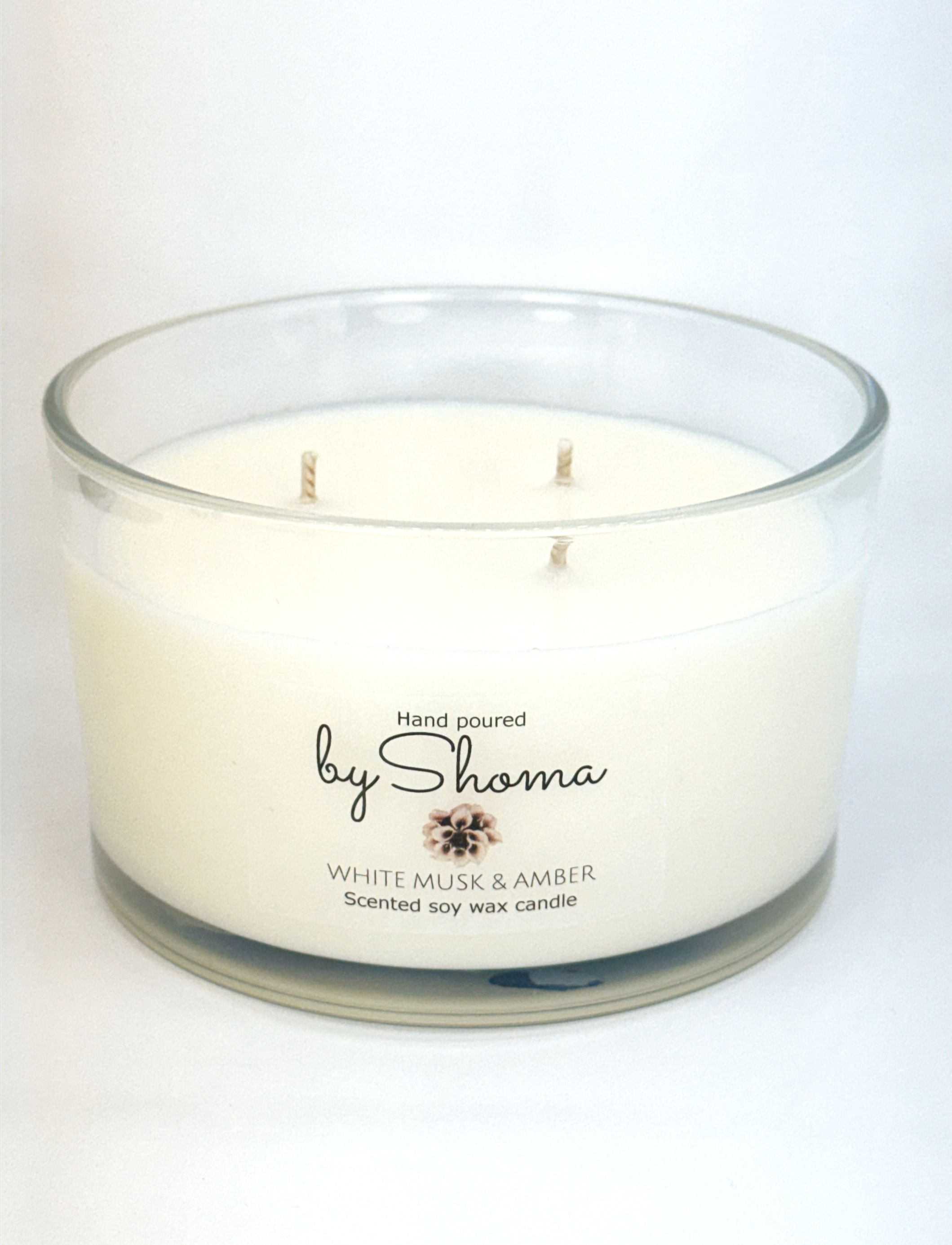 3 Wick White Musk & Amber Candle
