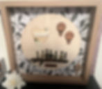 Framed art: Home, heart, hot air balloons, family, and floral accents.
