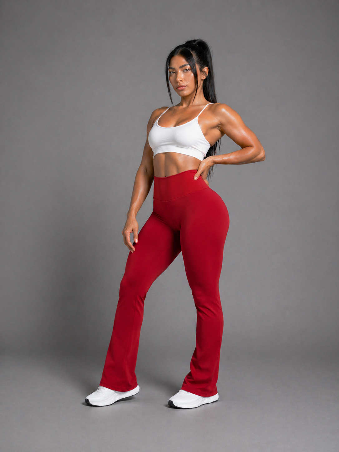 Zavron Sculpt Flare Trousers - Red