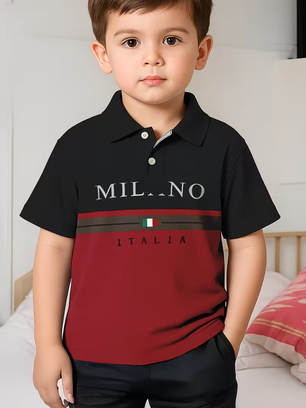 Boys' Casual Polo Shirts Top Gradient Striped Design Short Sleeve Shirts Breatha