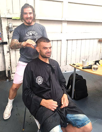 Eddie Ilic providing a haircut at Alongside’s Bath Day Centre.