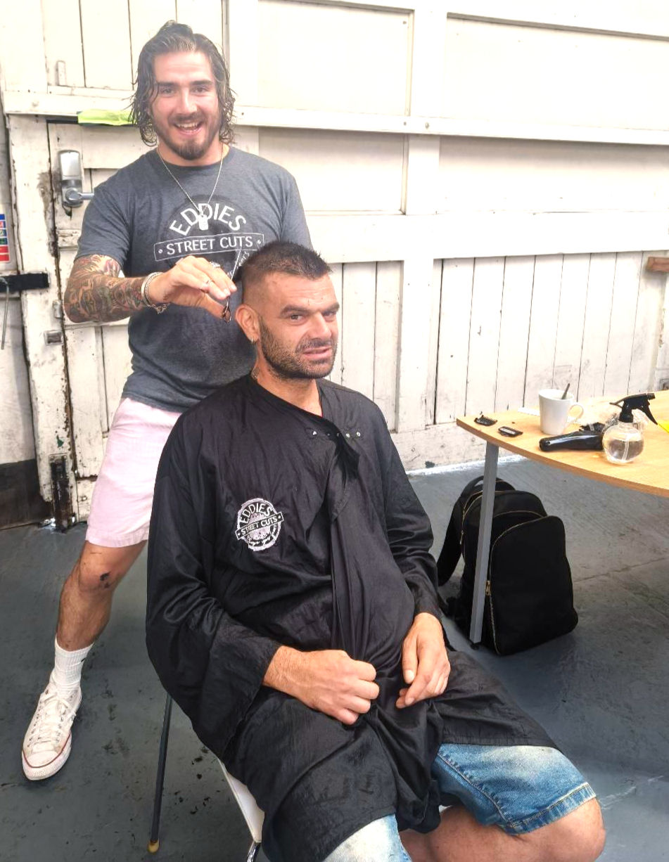 Eddie Ilic providing a haircut at Alongside’s Bath Day Centre.
