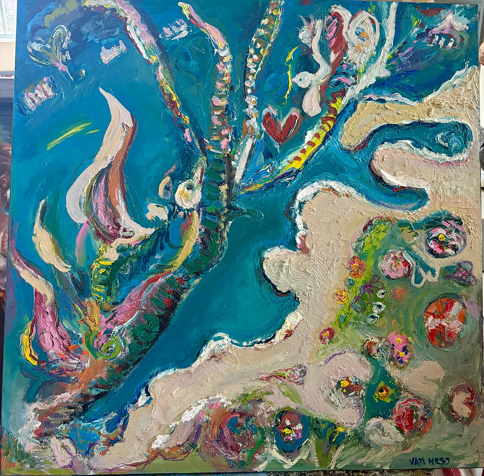 Abstract aerial oil painting