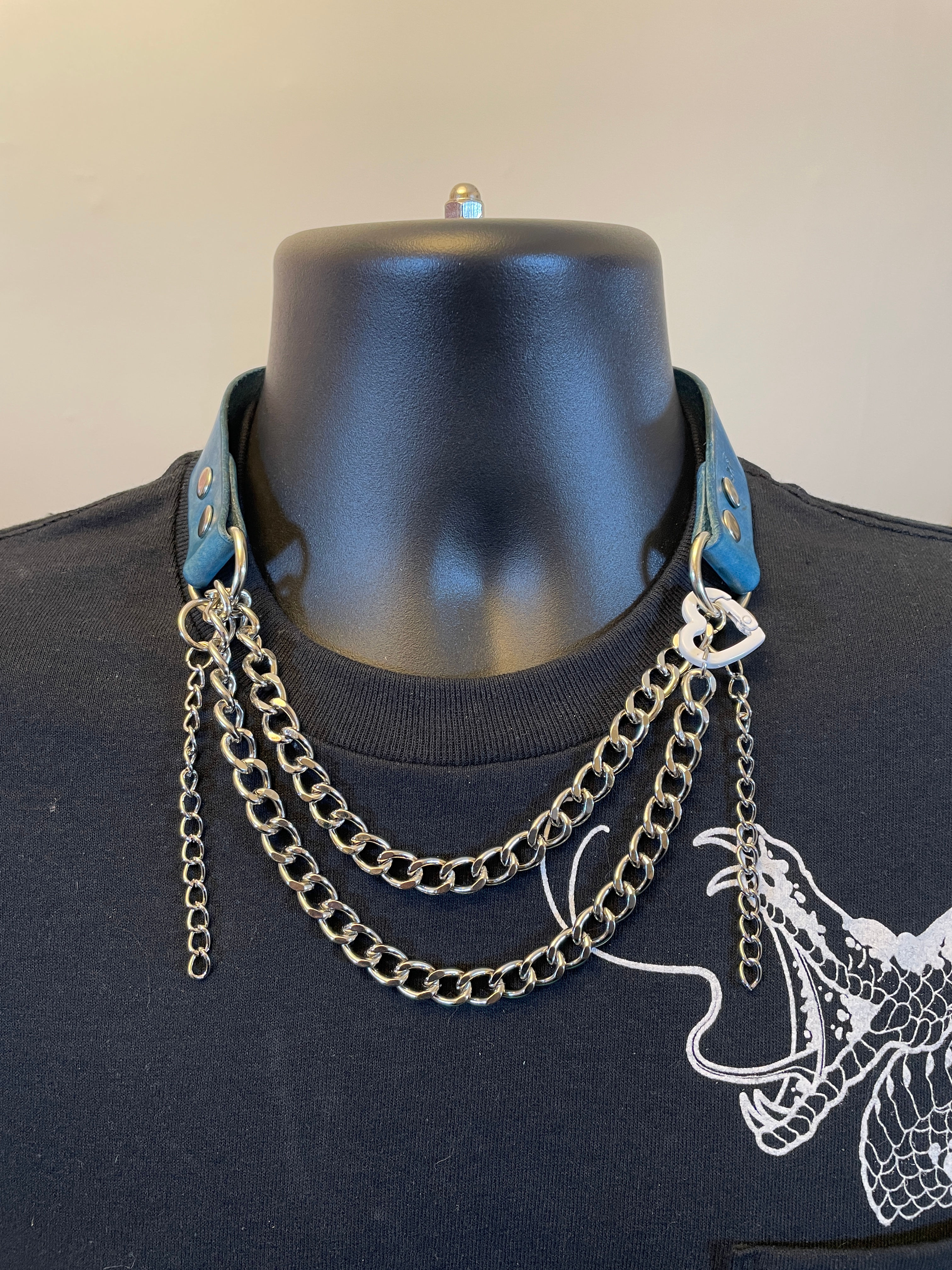 Leather Chain Collar Choker