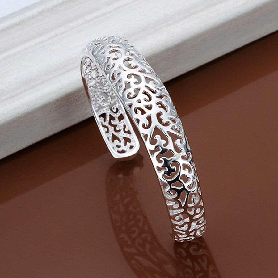 Thumbnail: 925 Sterling Silver Open Bangle Bracelet