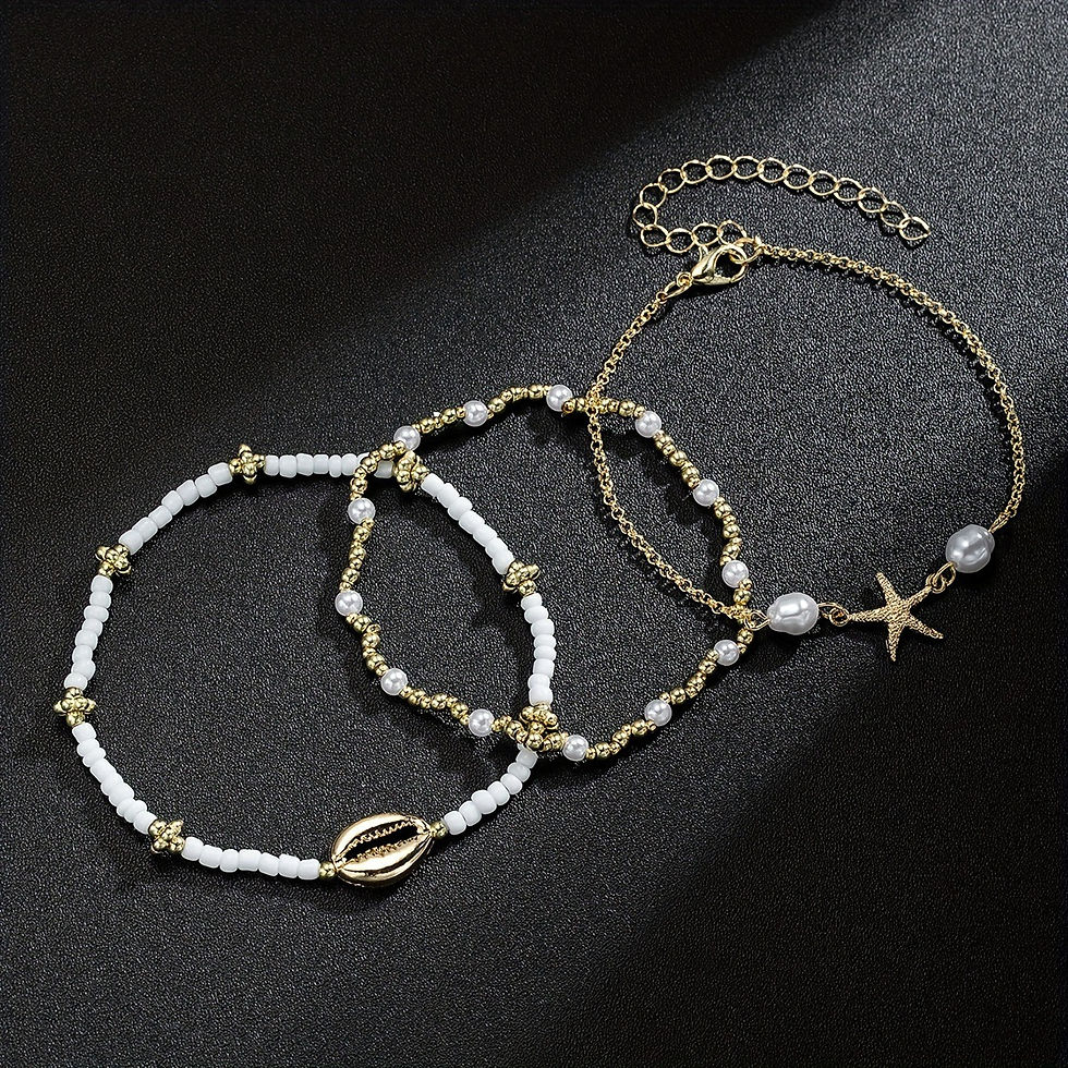 Thumbnail: EZ Bohemian Three-Layer Ankle Chain