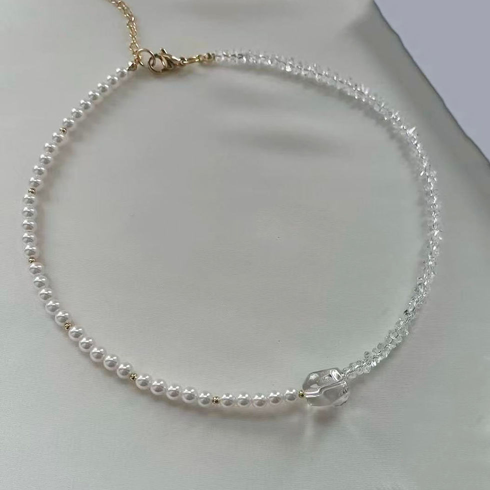 Thumbnail: The Serene Pearl & Crystal Tassel Necklace
