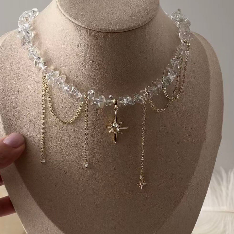 Thumbnail: The Serene Pearl & Crystal Tassel Necklace