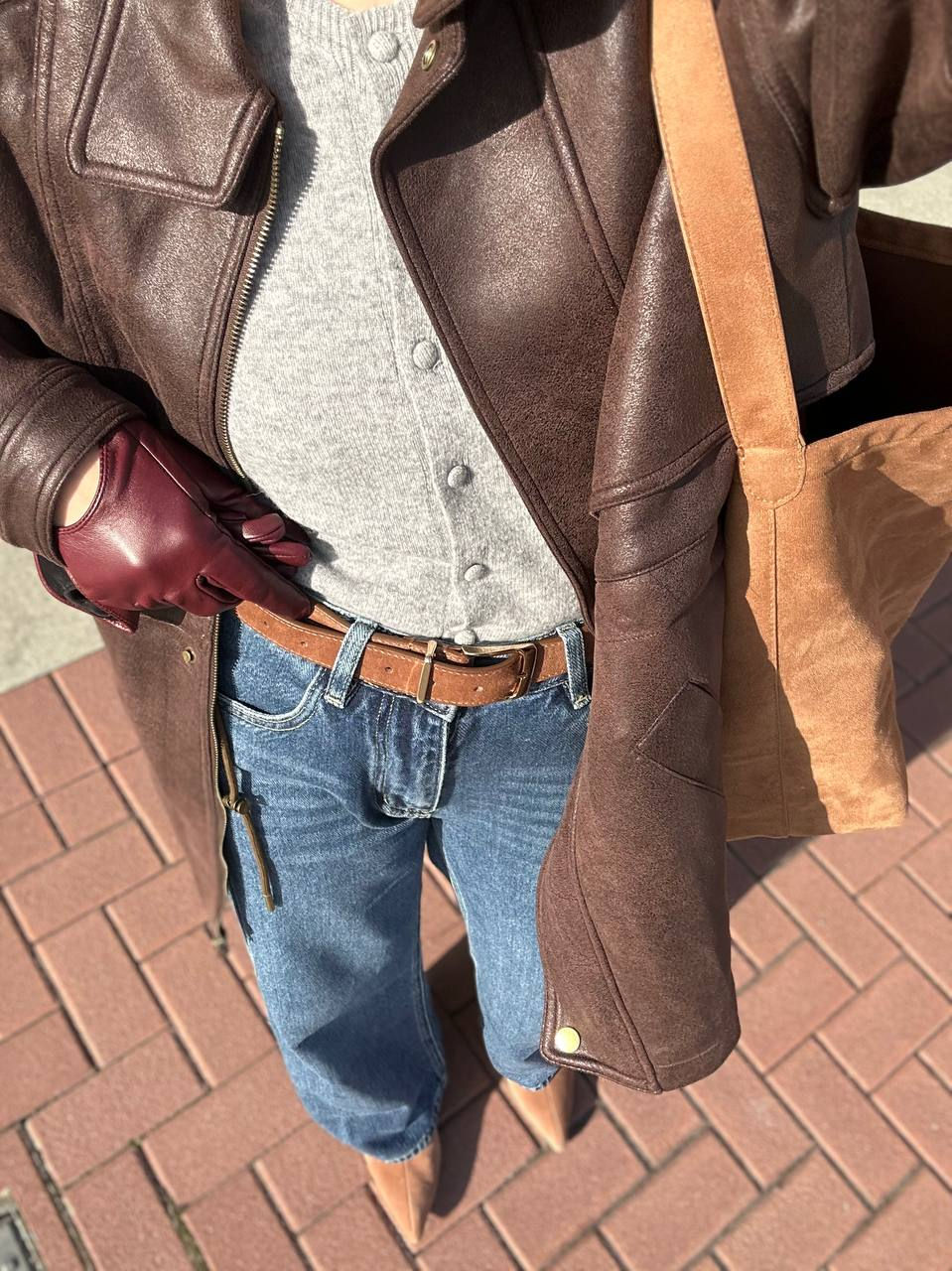 Thumbnail: EZ Drawstring Waist Suede Jacket