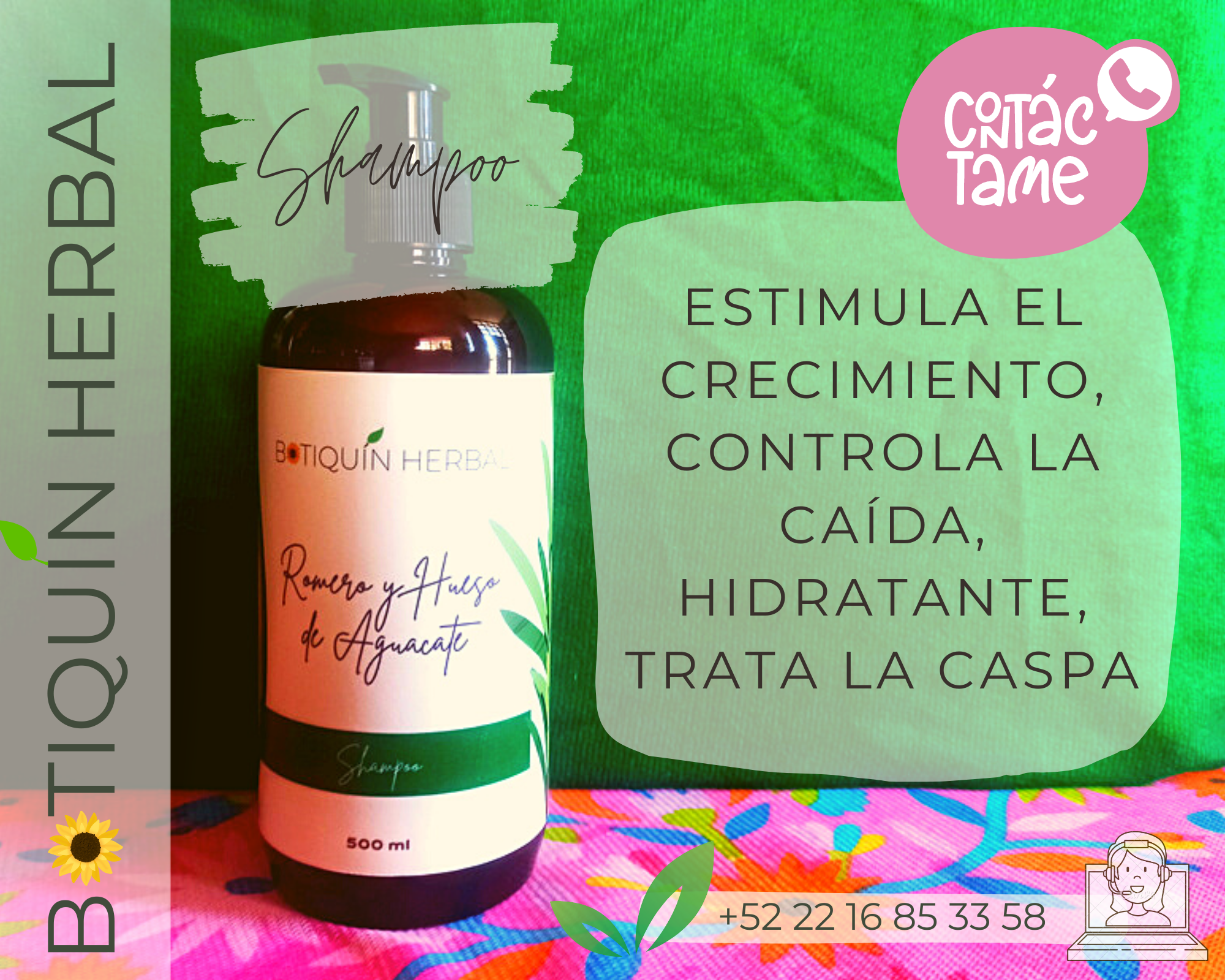 Shampoo de Romero y Hueso de Aguacate