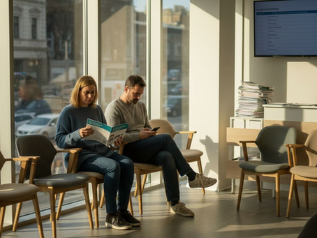 Couple waiting at fertility clinic abroad