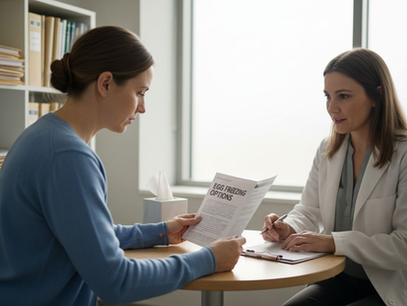 Woman consulting doctor about egg freezing