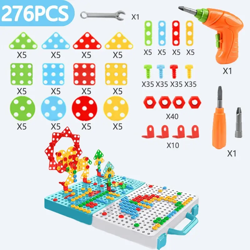 Thumbnail: Kids Electric Drill Screw & Nut Puzzle Tool Set 3D Construction Toy for Children