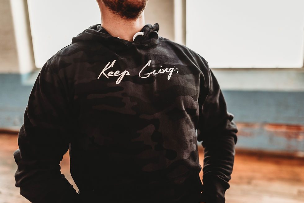 Keep Going; Black Camo Unisex Hoodie V1