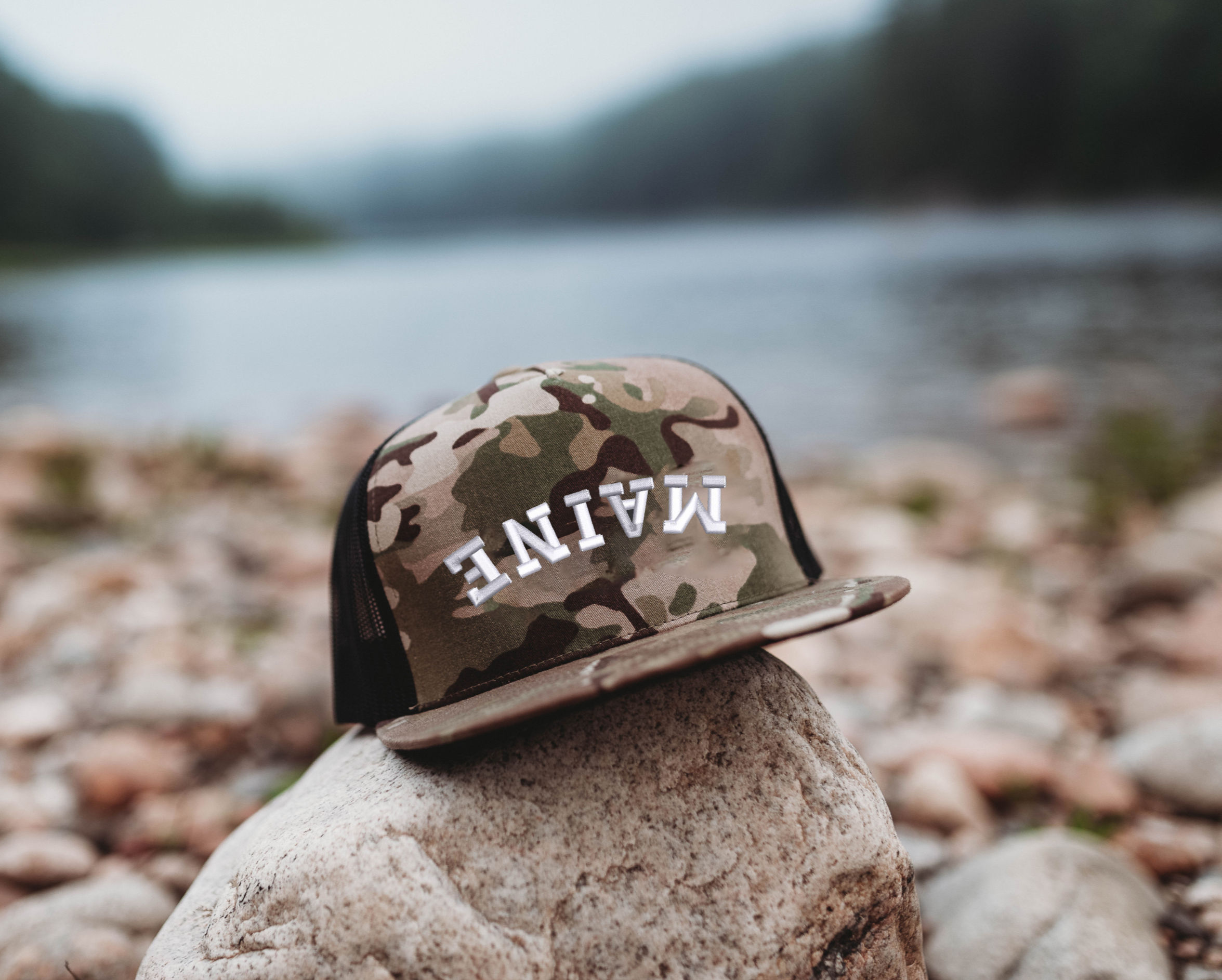 Custom Topsy Turvy Five-Panel Classic Trucker Cap (Camo/Black)