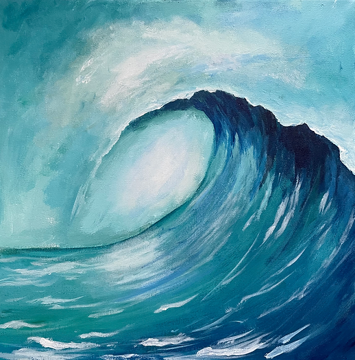 Painting of a barrel wave