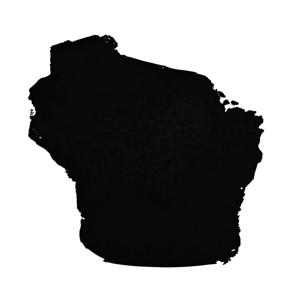 Digital graphic of a dark, irregular shape against a black background. The abstract form is minimalist and lacks discernible features.