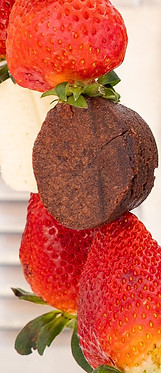 Strawberries and brownies on a stick