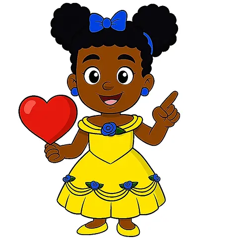 Praying princess with heart .webp