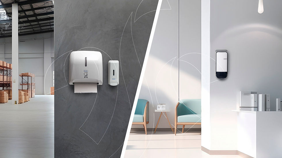 dispenser em diferentes áreas corporativas