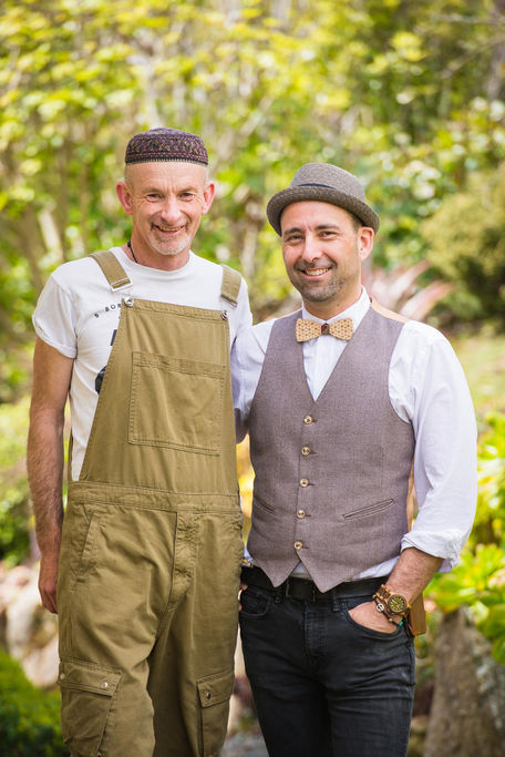 Portrait of a gay couple in the garden