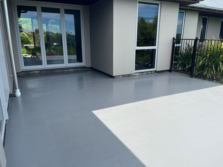 Look at the beautiful finish after a concrete clean and seal at this Mosgiel home. Work completed by Blast Off Otago