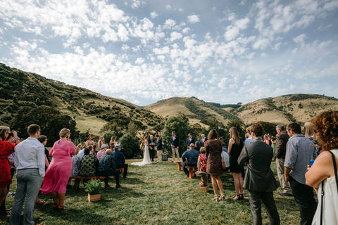 Outdoor wedding ceremony  at River Ridge