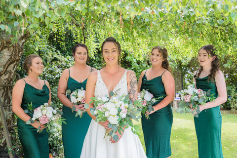 Bride and bridesmaids with hair and makeup by Finesse Hair & Beauty, Gore.