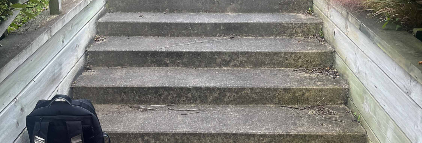 Stairs in Saint Clair before being professionally cleaned by Blast Off Otago