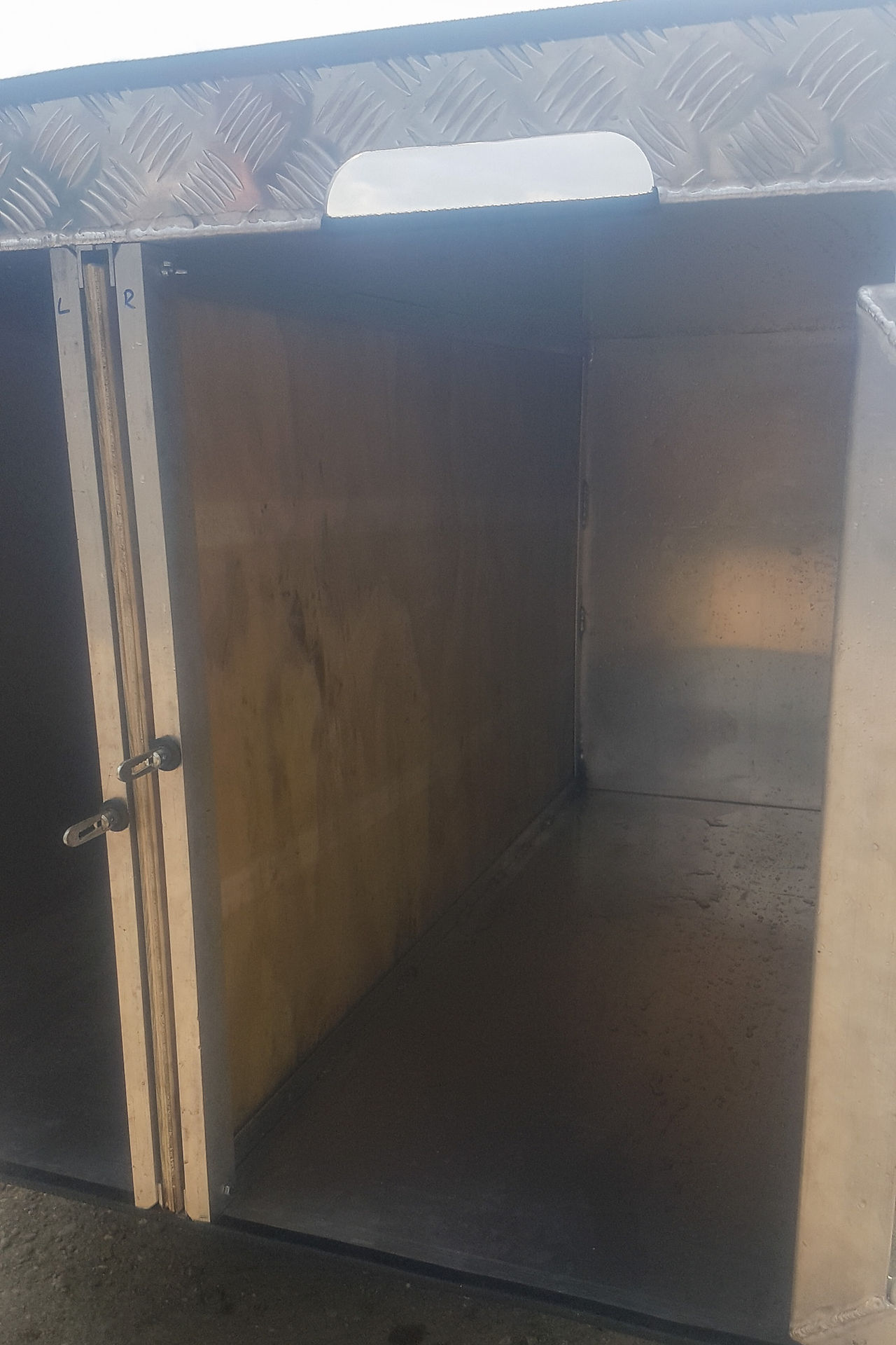 Inside our vehicle dog box.