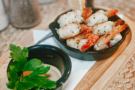 Garlic prawns and aioli at Catlins Hotel, owaka