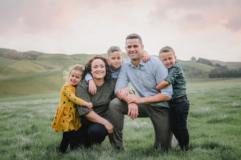 Family photo of The Moores, on farm near Gore, photo by Natwick