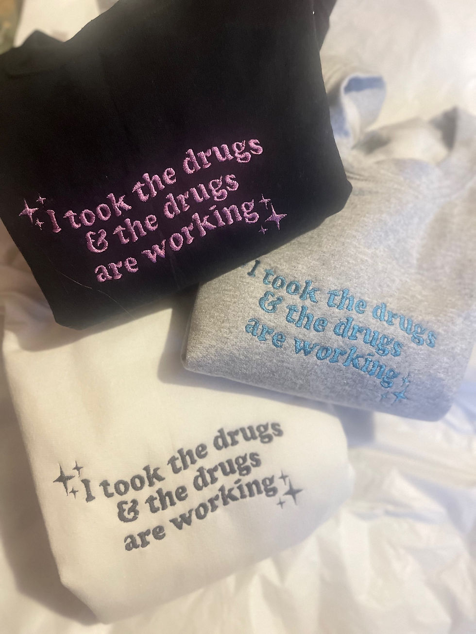 Thumbnail: I Took the Drugs Sweatshirt / T-Shirt - Customisable Embroidered Jumper