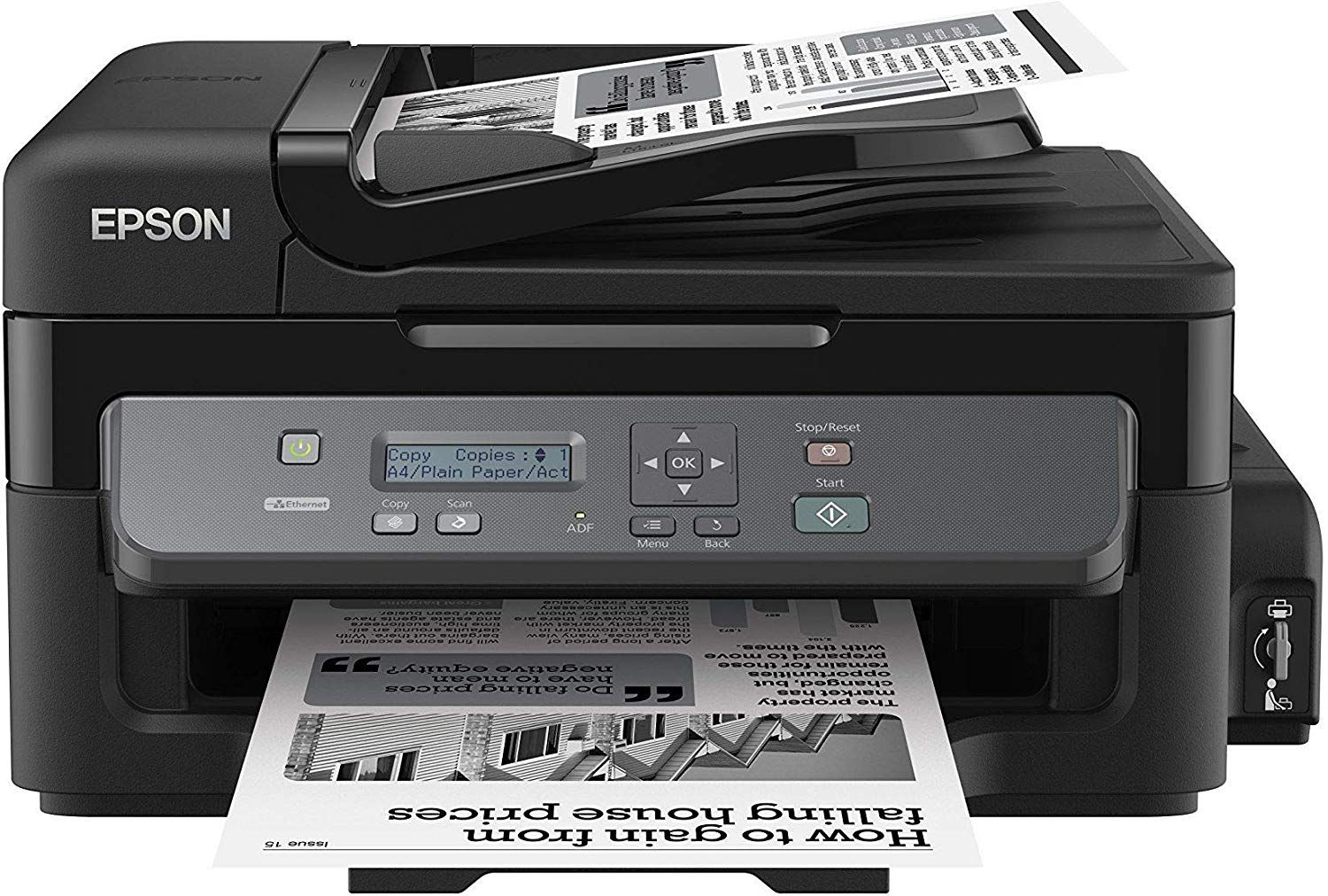 Epson M205 All-in-One Wireless Ink Tank Black and White Printer with ADF, Black