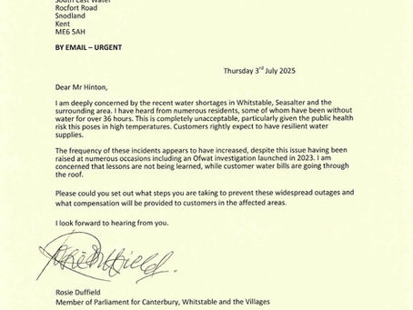 Water Shortage Crisis: Letter to David Hinton, CEO of South East Water