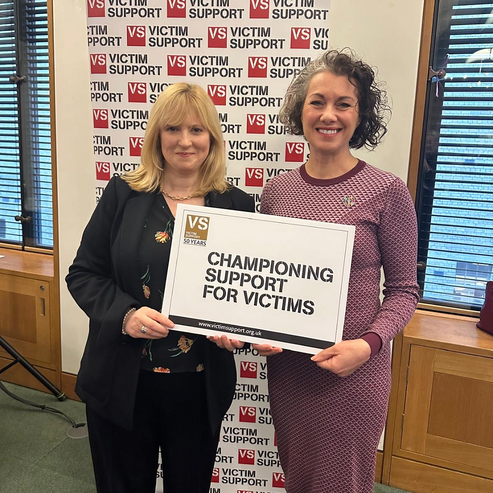 Rosie Duffield MP pictured with Sarah Champion MP at the Victim Support Reception