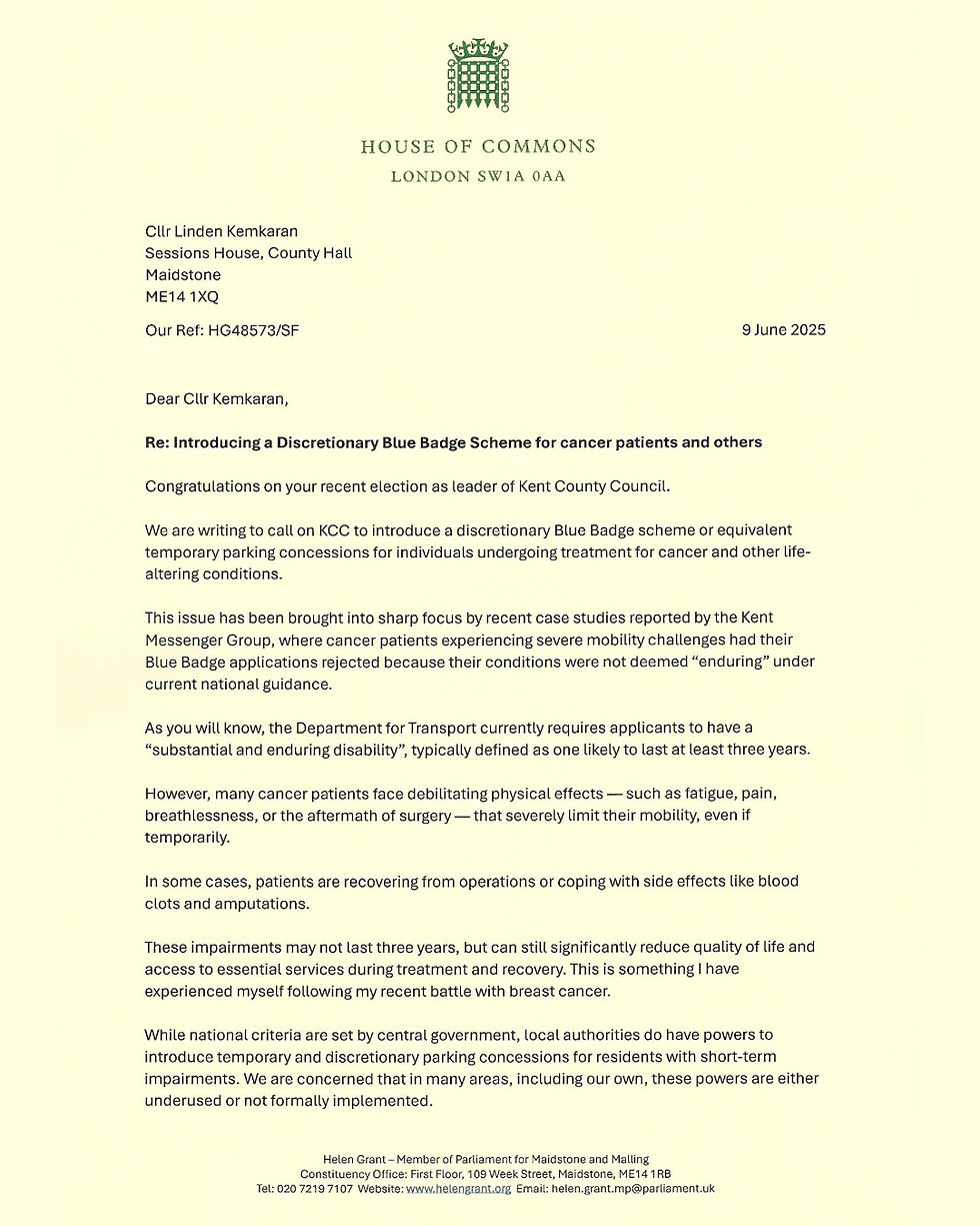 Letter to Kent County Council - Page 1