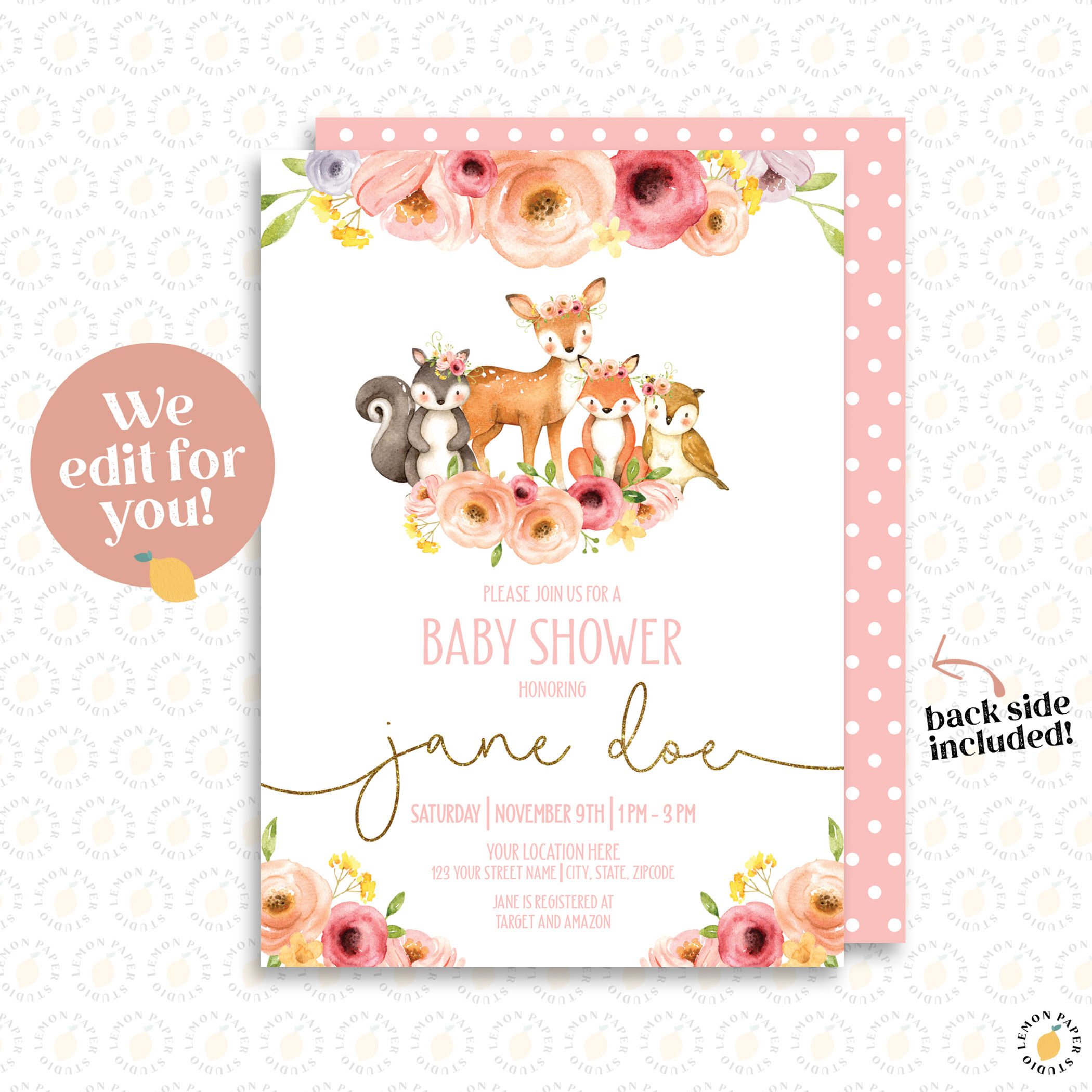 Woodland Baby Shower Invitation
