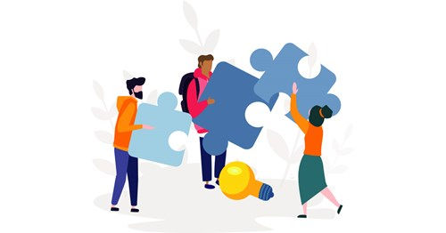 People joining puzzle pieces