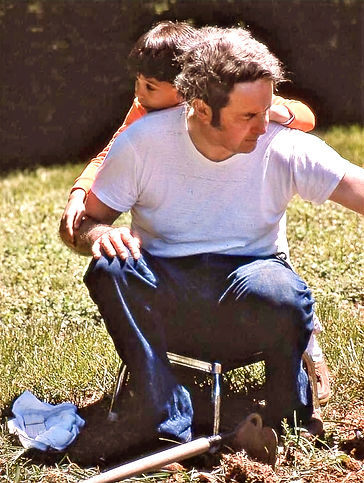 Daddy and Son Gardening