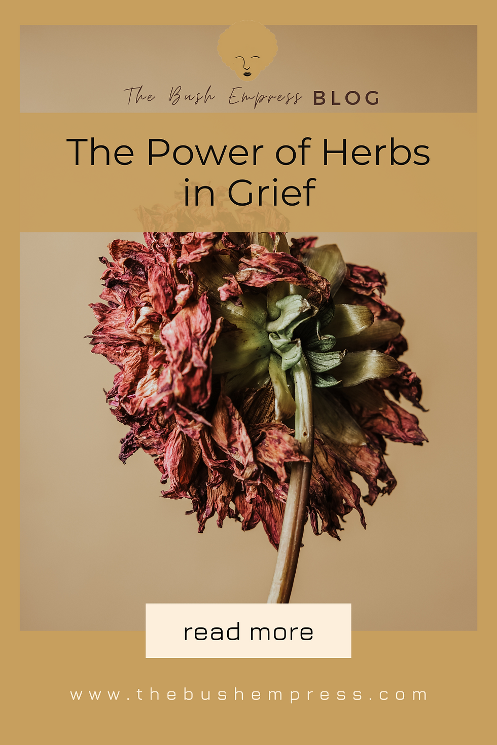 Dried flower with the words The Power of Herbs in Grief