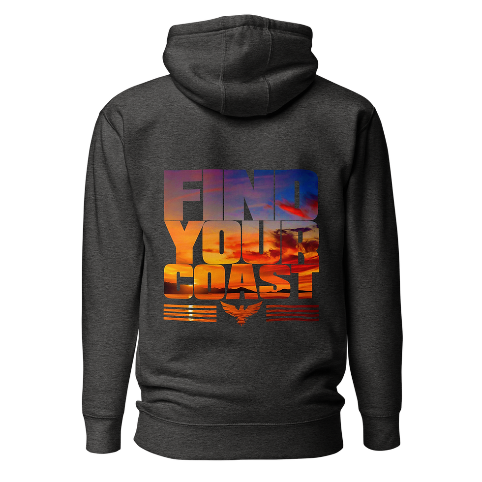 Thumbnail: Dark gray hoodie with FIND YOUR COAST text and sunset graphic.