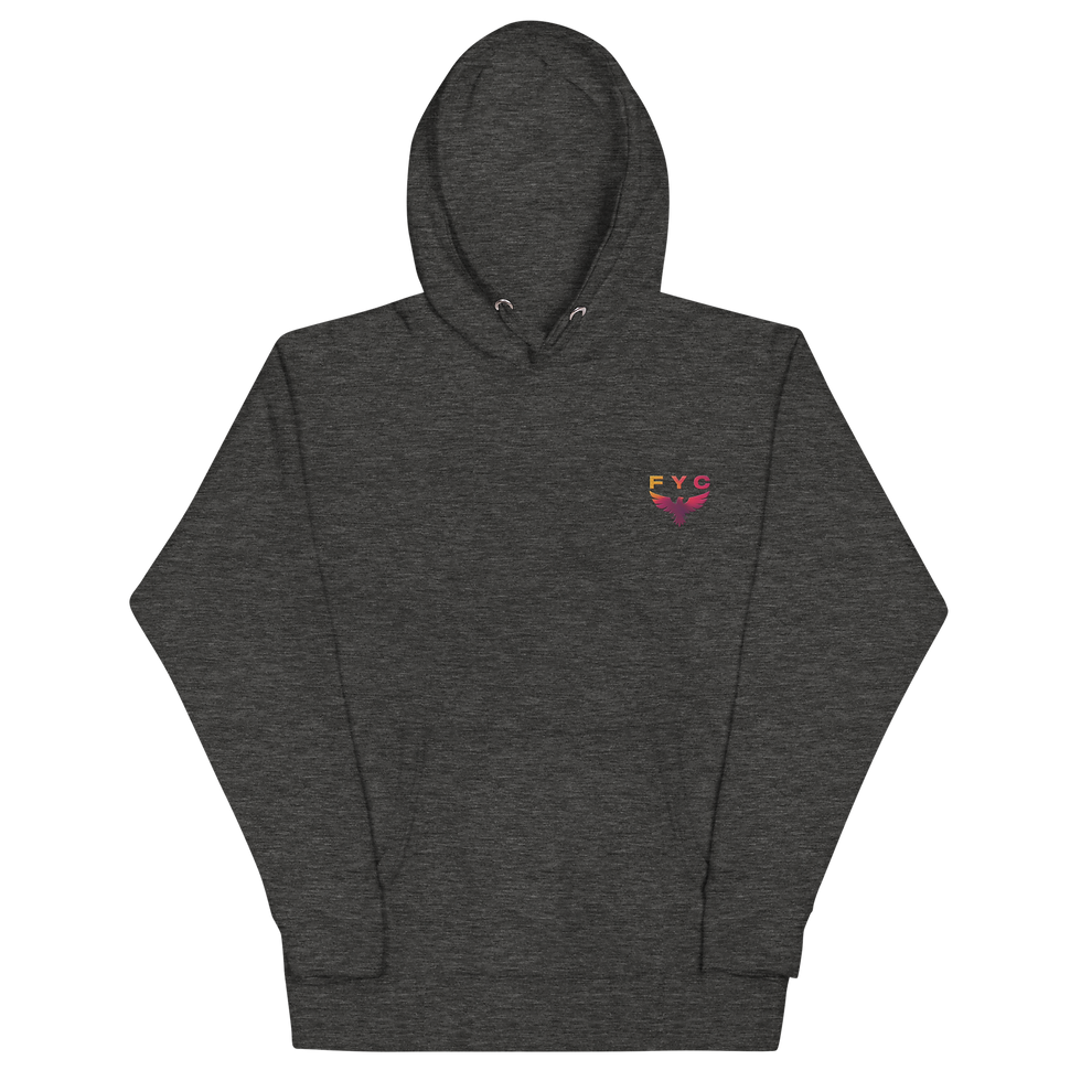 Thumbnail: Dark gray hoodie with small logo on chest AndyClyde's clothing item for sale
