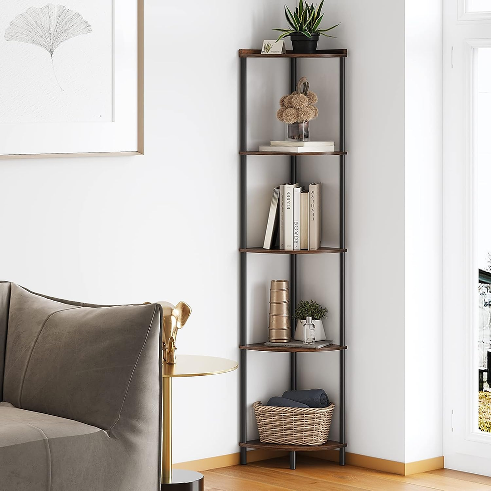 5-Tier Space-Saving Corner Shelf - 65" Rustic Display & Storage Stand – product image