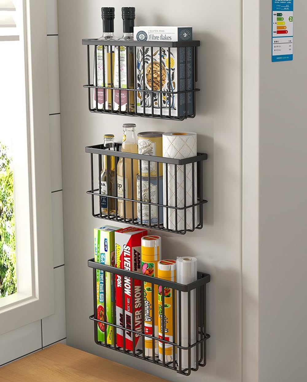 NeatNest No-Drill Cabinet Door Storage Bins - 3 Pack