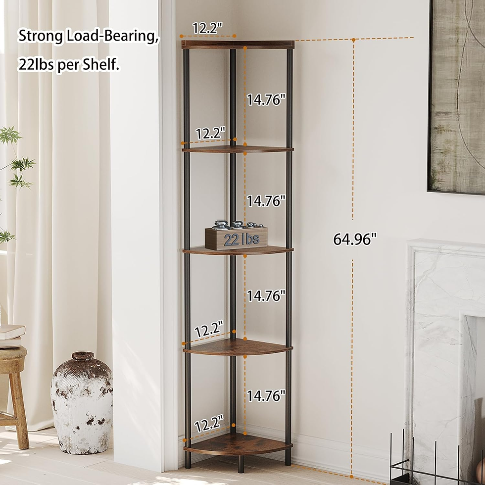 5-Tier Space-Saving Corner Shelf - 65" Rustic Display & Storage Stand – product view 2